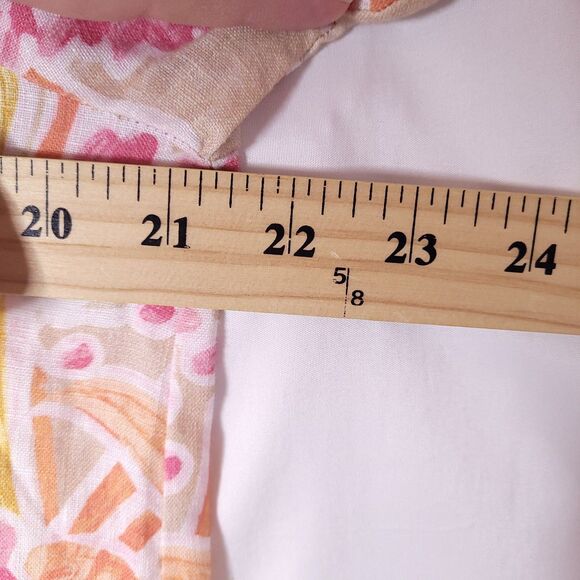 J Mclaughlin Linen Dress Medium Floral Beach Getaway Popover - Picture 7 of 11
